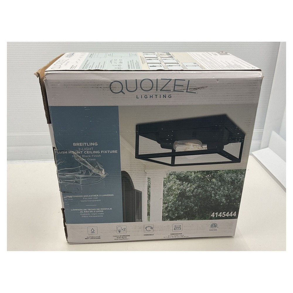Quoizel Breitling 12"‎ 2-Light Flush Mount Ceiling Fixture Black